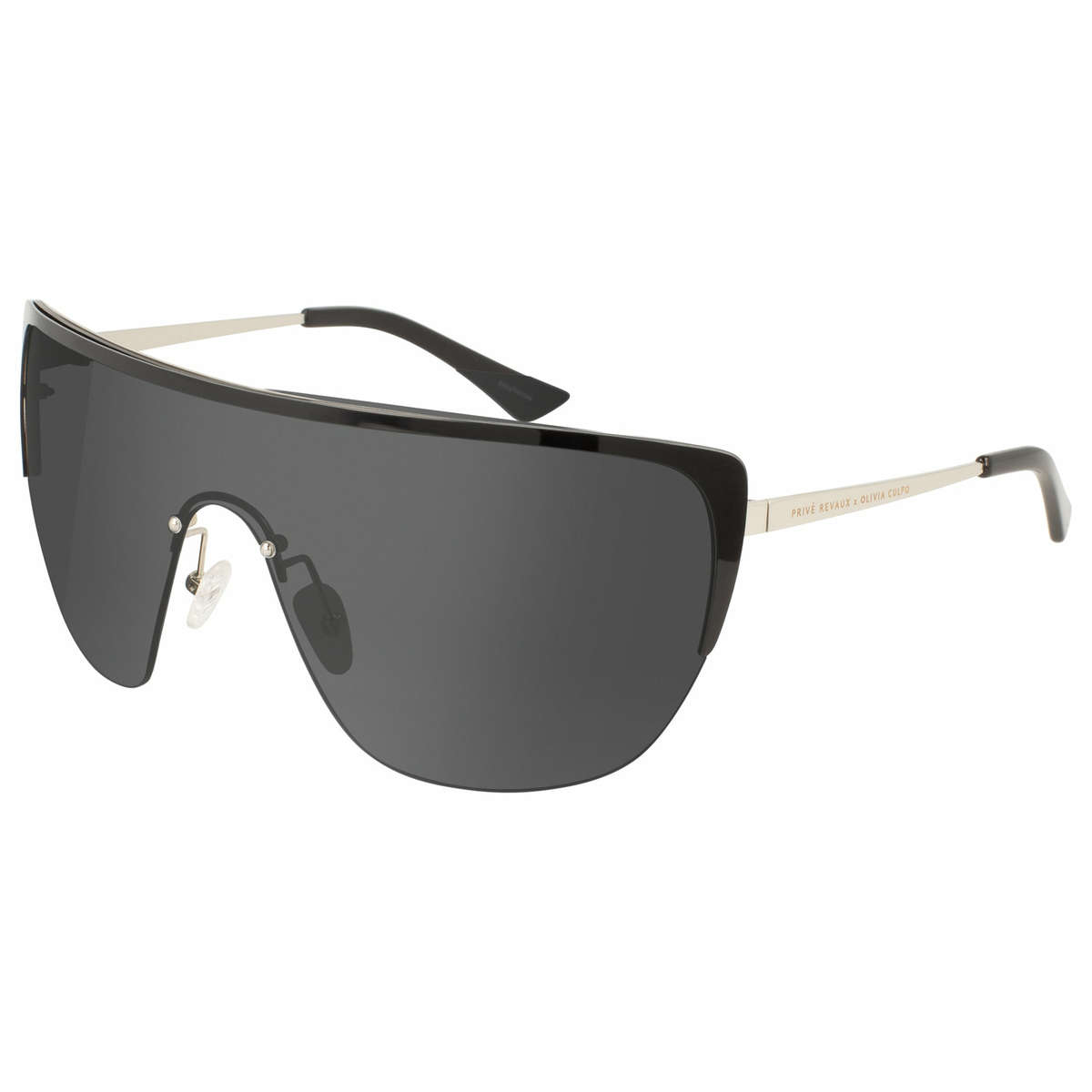 must see!! PRIVE REVAUX JANET x Olivia Culpo / Caviar Black Oversized Shield Sunglasses *GENUINE*