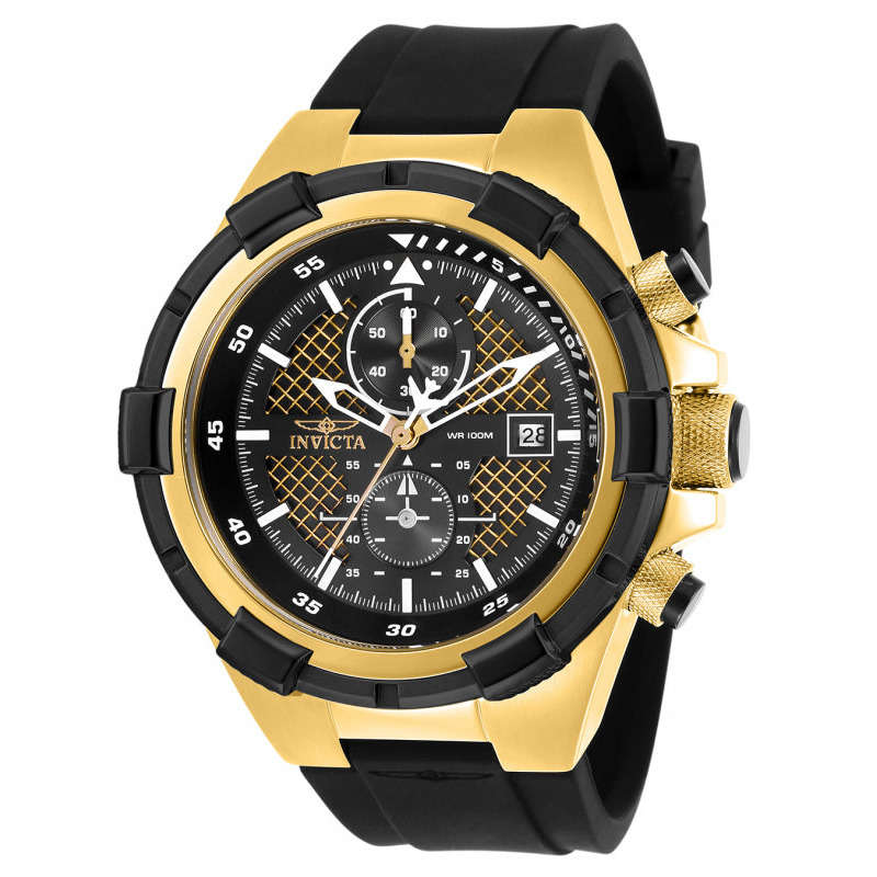 Retail: R7,999.00 INVICTA Men`s Pilot Kamakaze Chronograph 50mm Black/Gold Watch BRAND NEW