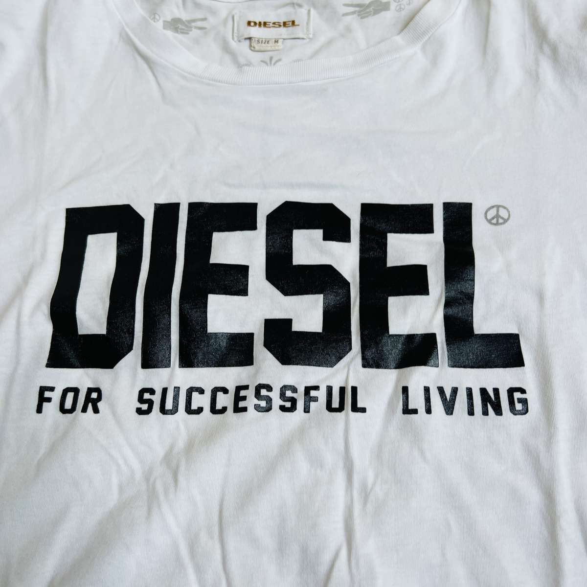 DIESEL `Successful Living` White T-Shirt Size M - 100% GENUINE NEW without tags
