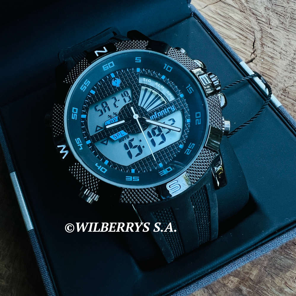 INFANTRY Men`s Rainmaker Sport Silicone Infused Blue/Black Watch BRAND NEW official SA store