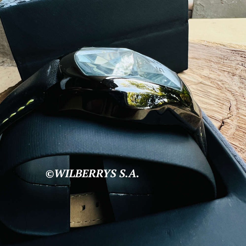 Retail: R10,300.00 AQUASWISS Men`s Ice Pyramid Watch with Black Leather Black Ionic Case Prism Glass