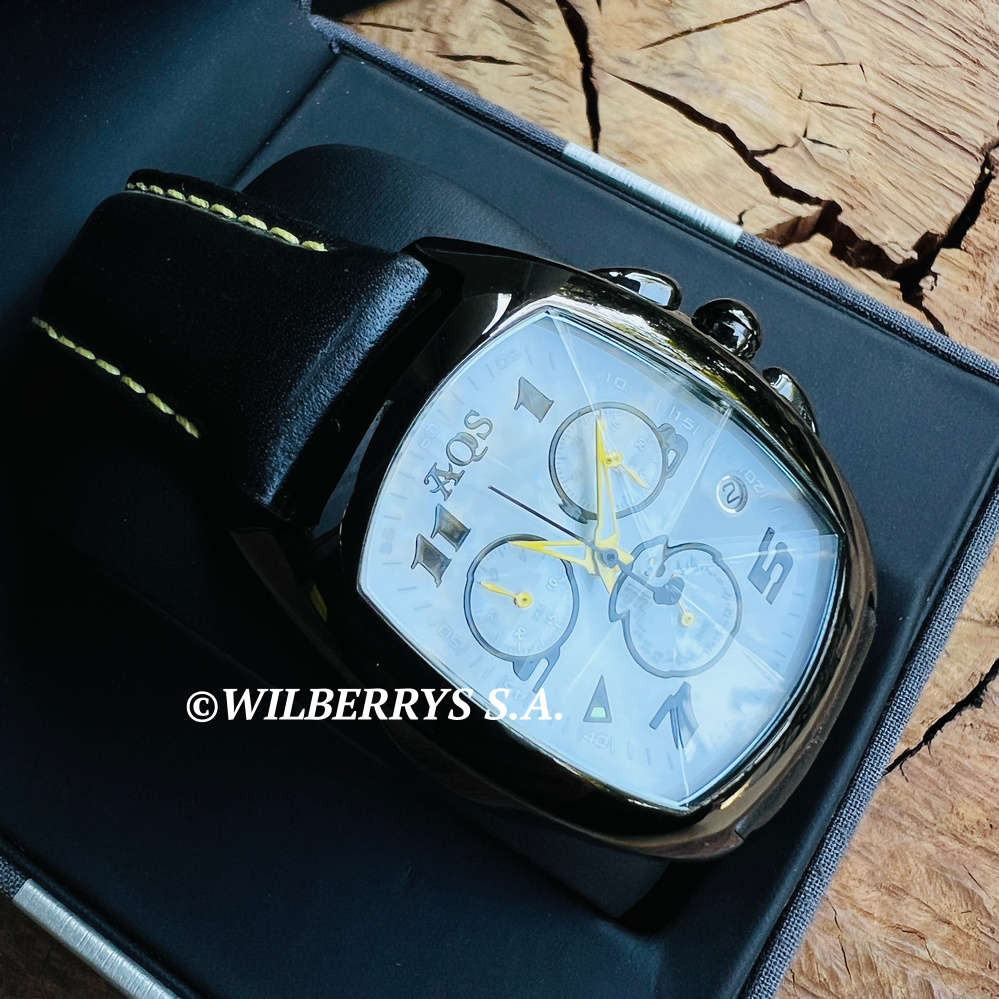 Retail: R10,300.00 AQUASWISS Men`s Ice Pyramid Watch with Black Leather Black Ionic Case Prism Glass