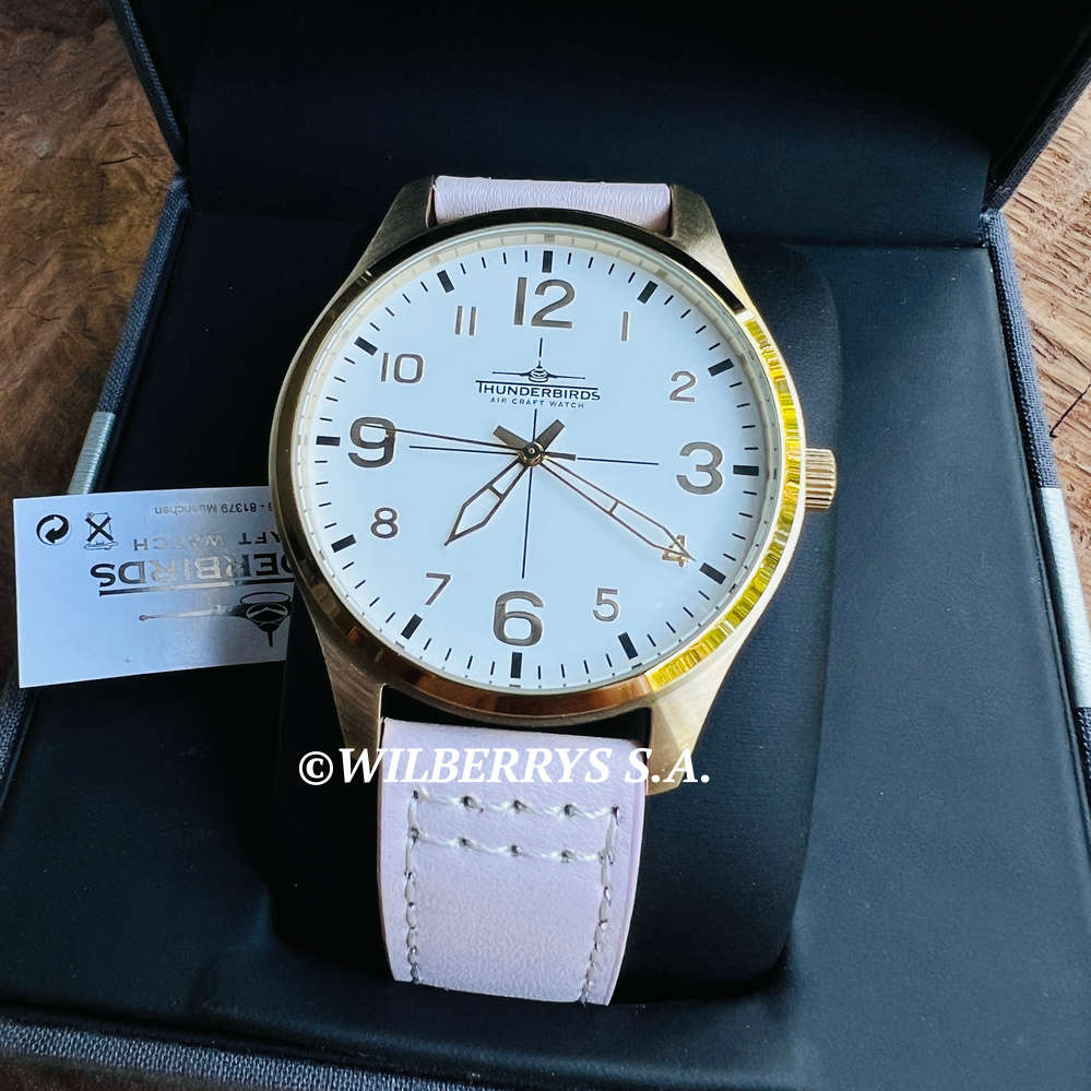 rrp R4,000.00 THUNDERBIRDS Women`s Meister Classic Pink Gold 40mm Easy Read Genuine Leather Watch