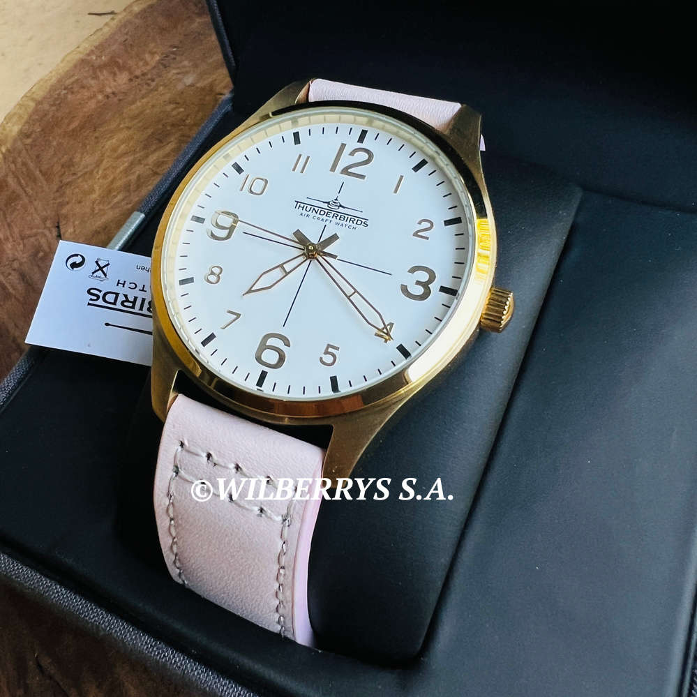 rrp R4,000.00 THUNDERBIRDS Women`s Meister Classic Pink Gold 40mm Easy Read Genuine Leather Watch