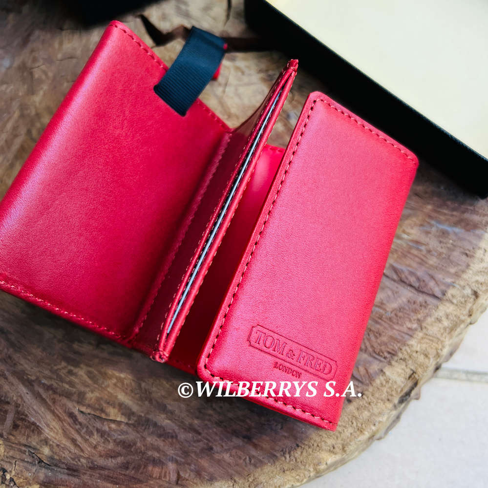 *the speed wallet* TOM and FRED London® RED `Freddy` Genuine British Leather Pocket Wallet