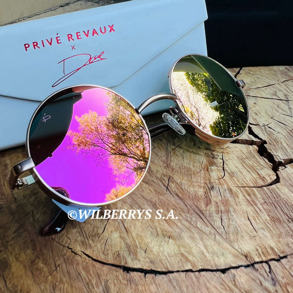 must see!! PRIVE REVAUX CAMERON / Round Mirror Rose Gold Sunglasses *GENUINE*