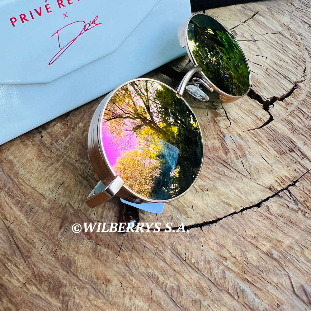 must see!! PRIVE REVAUX CAMERON / Round Mirror Rose Gold Sunglasses *GENUINE*