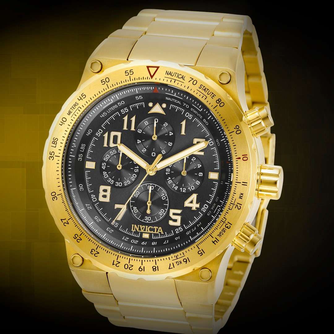 wow!! Retail: R6,999.00 INVICTA Mens PILOT COCKPIT GOLD EDITION STEEL Watch BRAND NEW