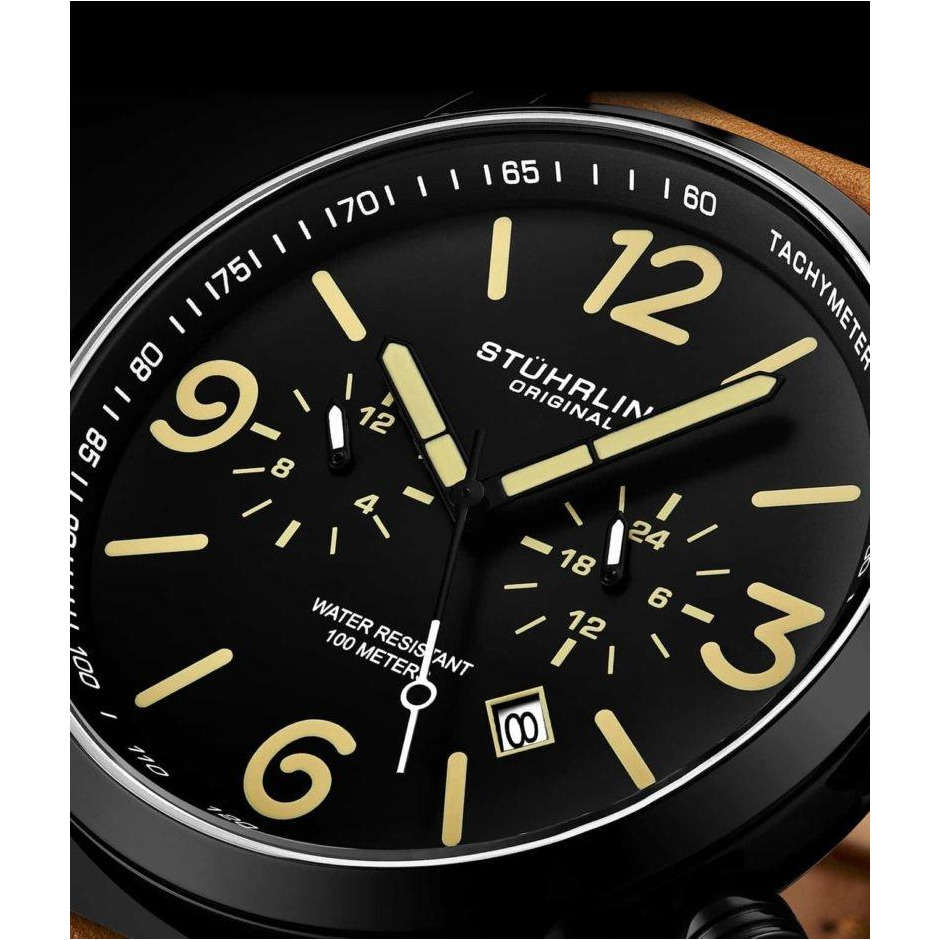**oh my** R6,000.00 Stuhrling Original Men`s Kamakaze 45mm Aviator Luminous Brown/Black Chrono Watch