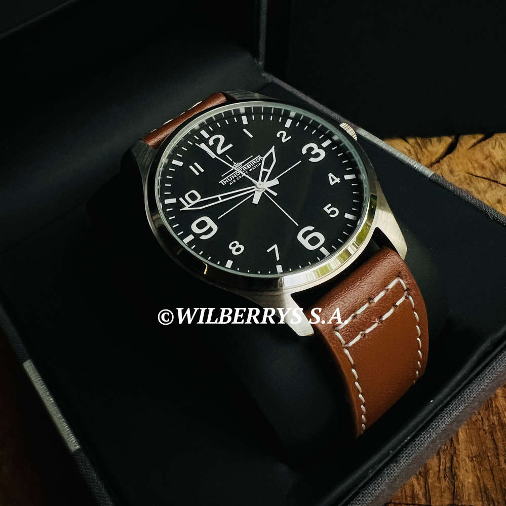 rrp R4,000.00 THUNDERBIRDS Men`s Meister Easy Read Dark Brown 40mm Easy Read Genuine Leather Watch