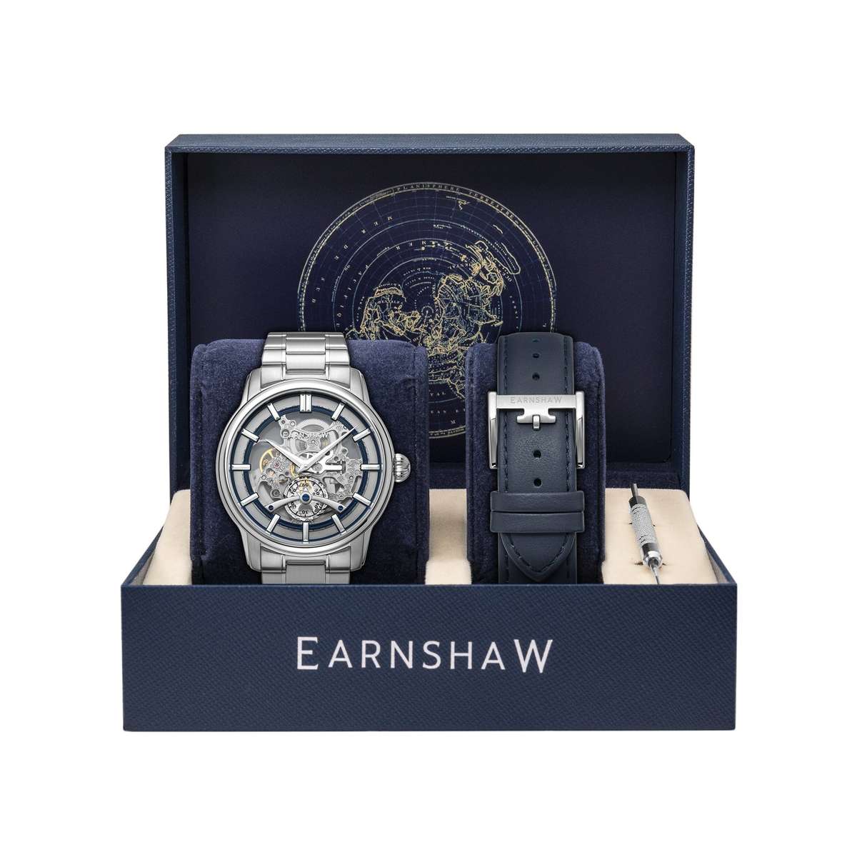 ***must see*** rrp: R11,500.00 THOMAS EARNSHAW BALTIC WHISTON OPEN HEART Silver / Radiant Blue Watch
