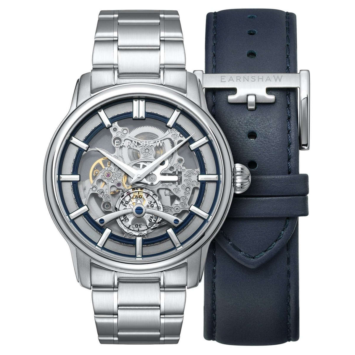 ***must see*** rrp: R11,500.00 THOMAS EARNSHAW BALTIC WHISTON OPEN HEART Silver / Radiant Blue Watch