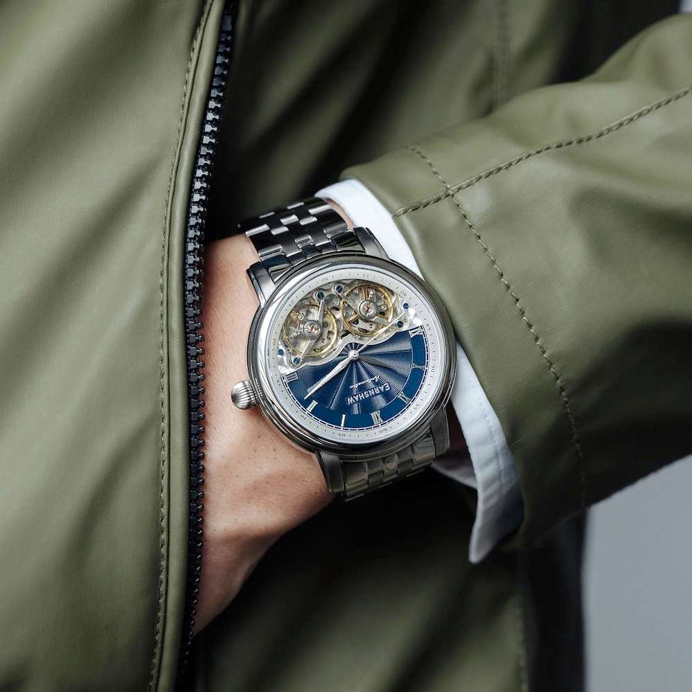 ***must see*** rrp: R11,500.00 THOMAS EARNSHAW AUTOMATIC DOUBLE BARREL OPEN HEART Reef Blue Watch