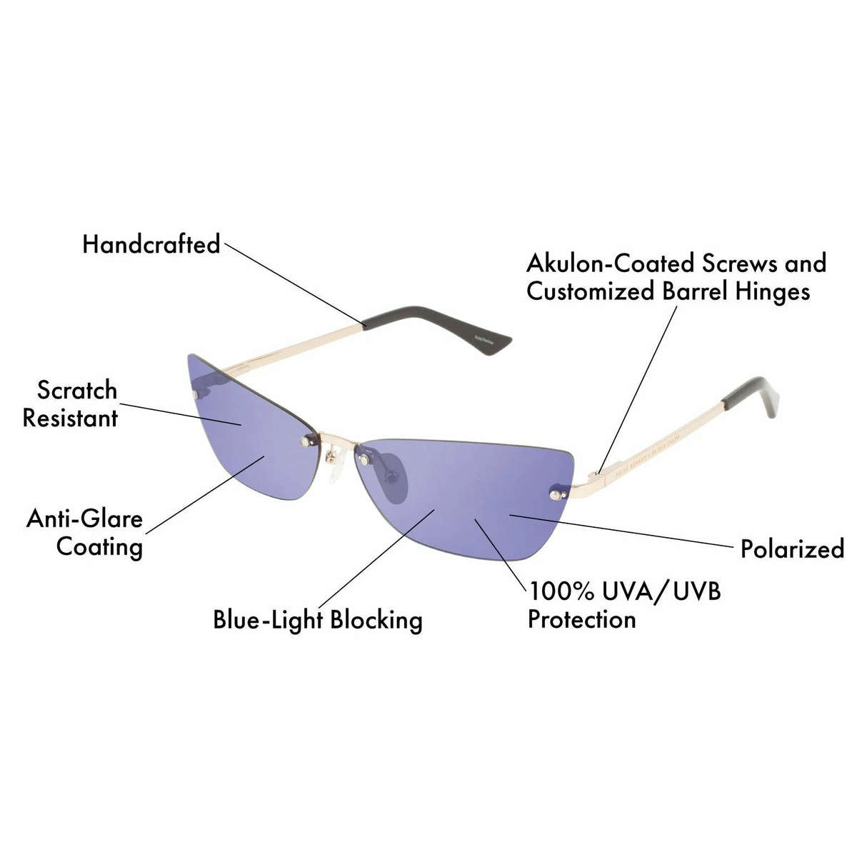 must see!! PRIVE REVAUX GOLDIE x Olivia Culpo / Champagne Gold Blue Sunglasses 100% genuine