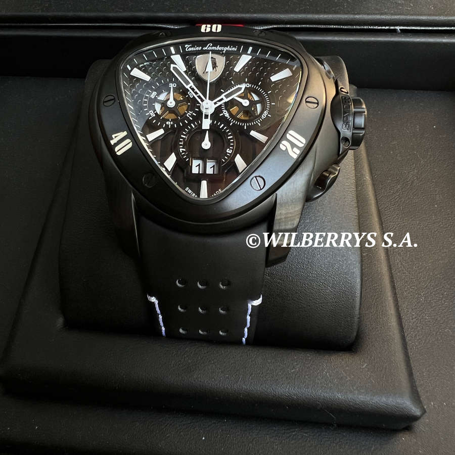 rrp R35,000.00 Tonino Lamborghini Men`s SPYDER BLACK/WHITE Chrono Watch NEW 100% GENUINE