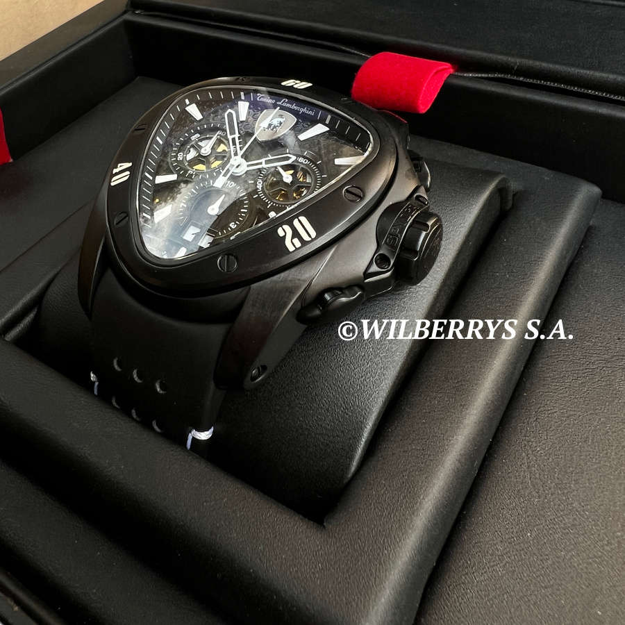 rrp R35,000.00 Tonino Lamborghini Men`s SPYDER BLACK/WHITE Chrono Watch NEW 100% GENUINE
