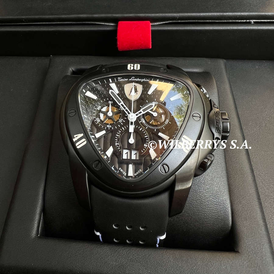 rrp R35,000.00 Tonino Lamborghini Men`s SPYDER BLACK/WHITE Chrono Watch NEW 100% GENUINE
