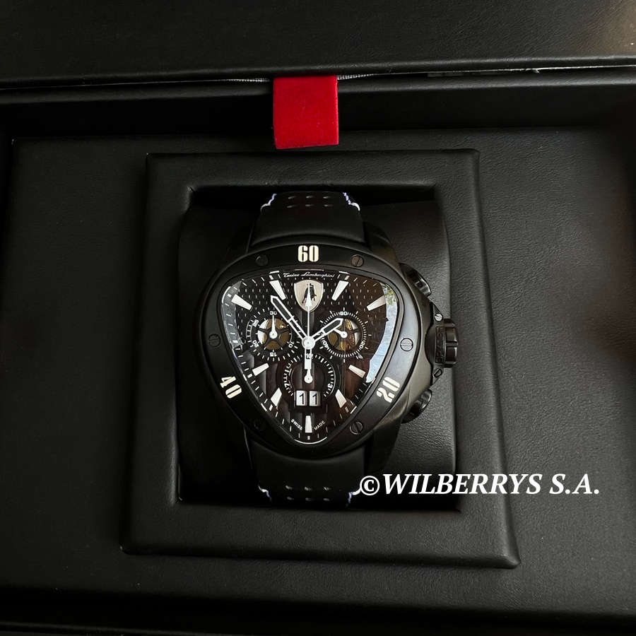 rrp R35,000.00 Tonino Lamborghini Men`s SPYDER BLACK/WHITE Chrono Watch NEW 100% GENUINE