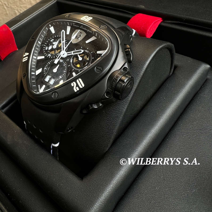 rrp R35,000.00 Tonino Lamborghini Men`s SPYDER BLACK/WHITE Chrono Watch NEW 100% GENUINE