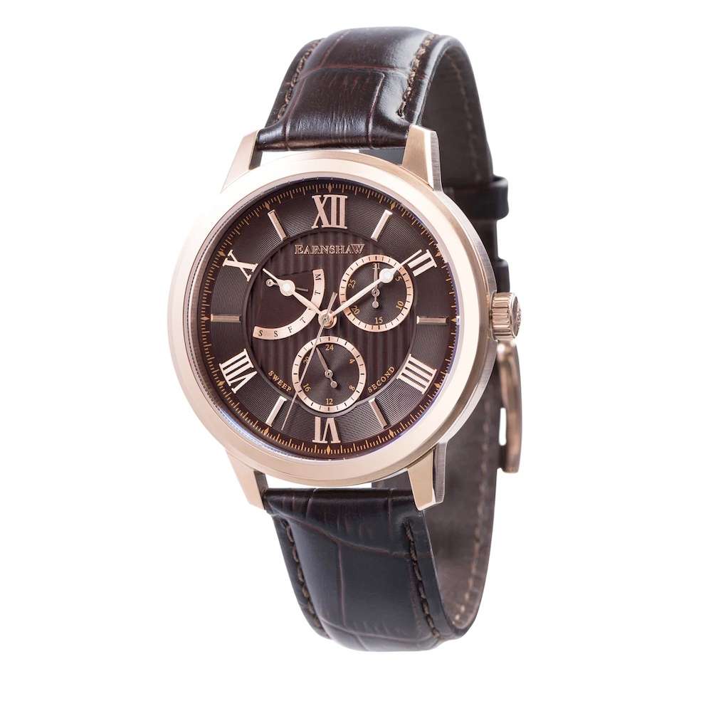 ***must see*** rrp: R6,500.00 THOMAS EARNSHAW Men`s DOUBLE RETROGRADE  COGNAC SWEEP SEC WATCH NEW
