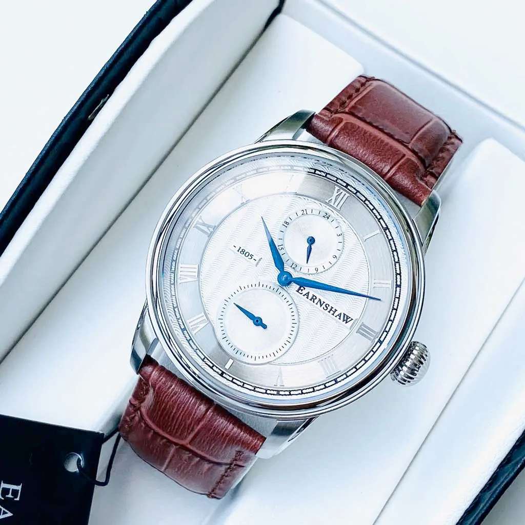 **R30 courier** rrp: R6,500.00 THOMAS EARNSHAW Men`s LONGITUDE MULTI-FUNCTION Pinstripe White Watch