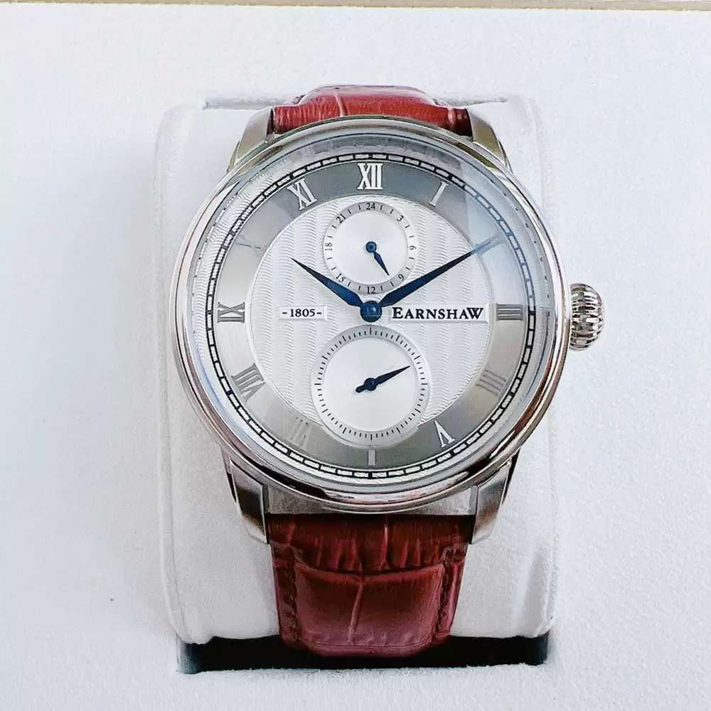 **R30 courier** rrp: R6,500.00 THOMAS EARNSHAW Men`s LONGITUDE MULTI-FUNCTION Pinstripe White Watch