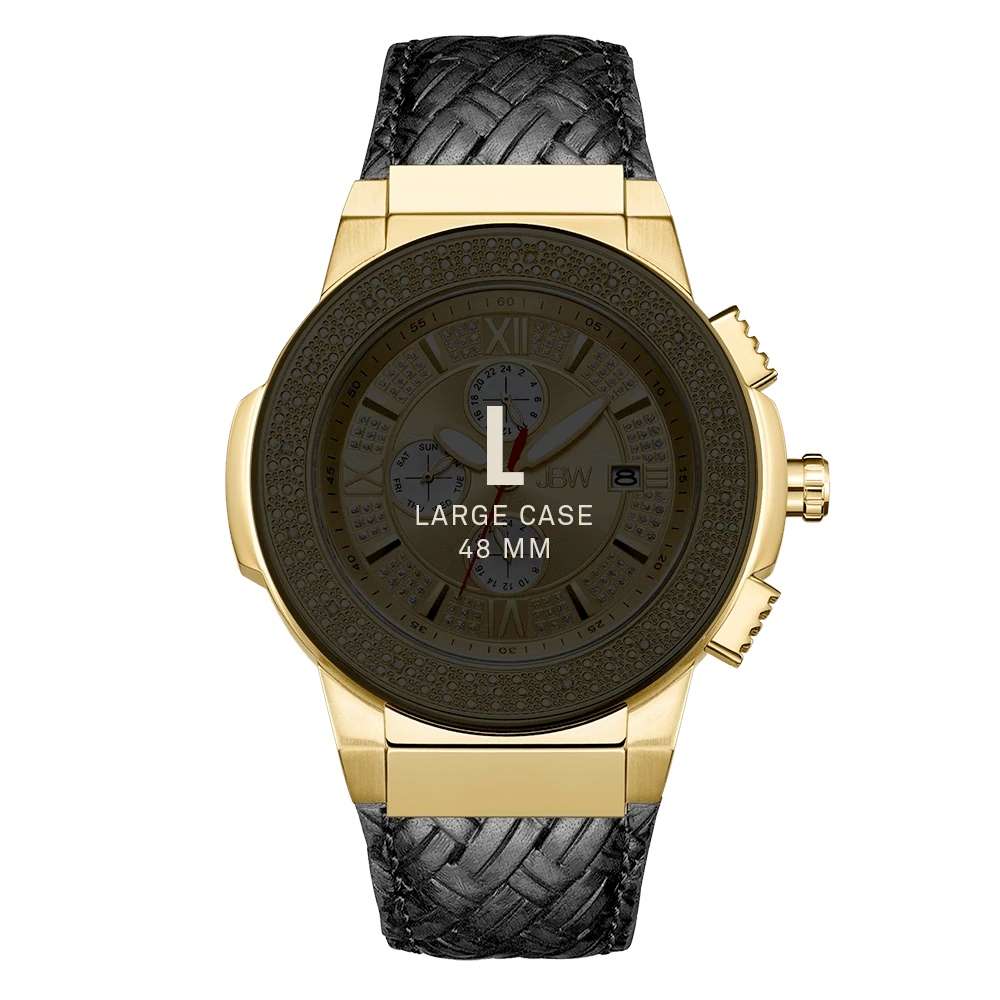 **real diamonds** R12,999.00 JBW MEN`S Saxon 18k Gold Plated 16 DIAMONDS Chrono Watch