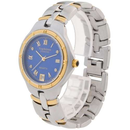 MUST SEE!! Krug Baumen Men`s Regatta 4X Genuine Diamond White Dial Two Tone Watch BRAND NEW