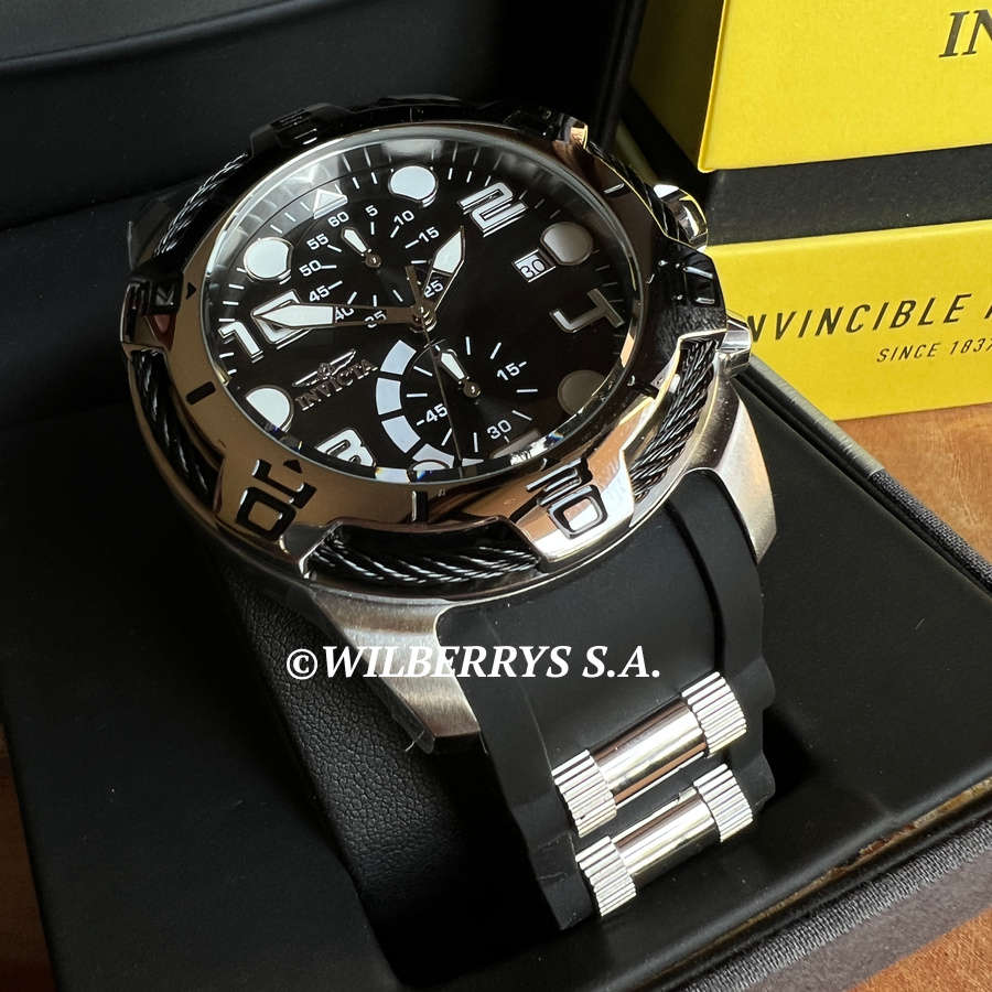 omg!! rrp R8,999.00 INVICTA Men`s Bolt AVENGER Cable 50mm Black Silicone Infused Chronograph Watch