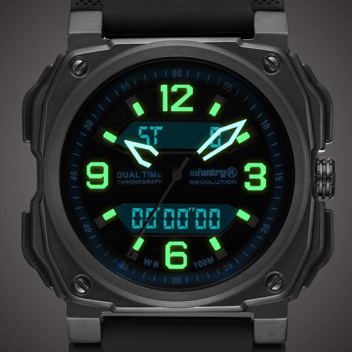 ***ultimate pilot watch** R10499.00 REVOLUTION® Men`s Desert Eagle 316L Black Dual Time Watch NEW