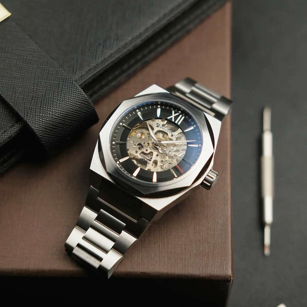 LOOK!! rip: R9,200.00 THOMAS EARNSHAW CLARK SKELETON AUTOMATIC Storm Black Watch