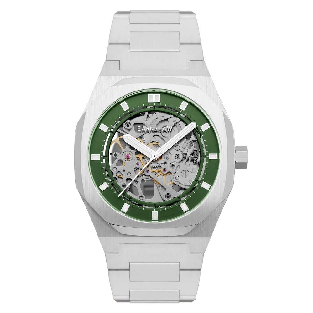 Thomas Earnshaw Drake Skelton Open Heart Automatic Watch - Emerald Green