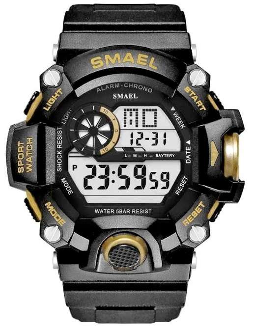 SMAEL Men`s SHOCK PROOF Mens GAS MASK Black / Gold Watch WATER RESISTANT **BRAND NEW**