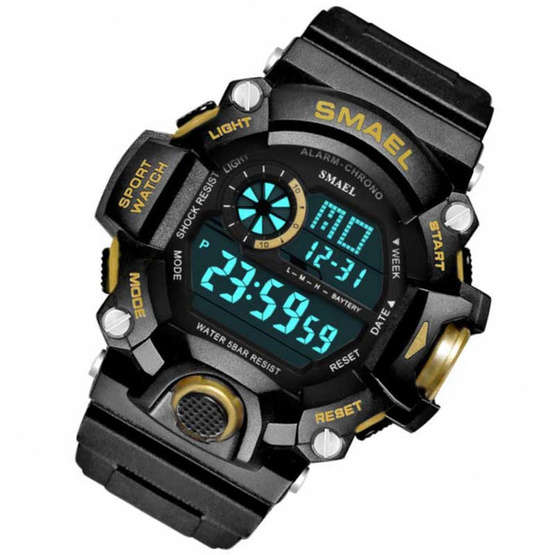 SMAEL Men`s SHOCK PROOF Mens GAS MASK Black / Gold Watch WATER RESISTANT **BRAND NEW**