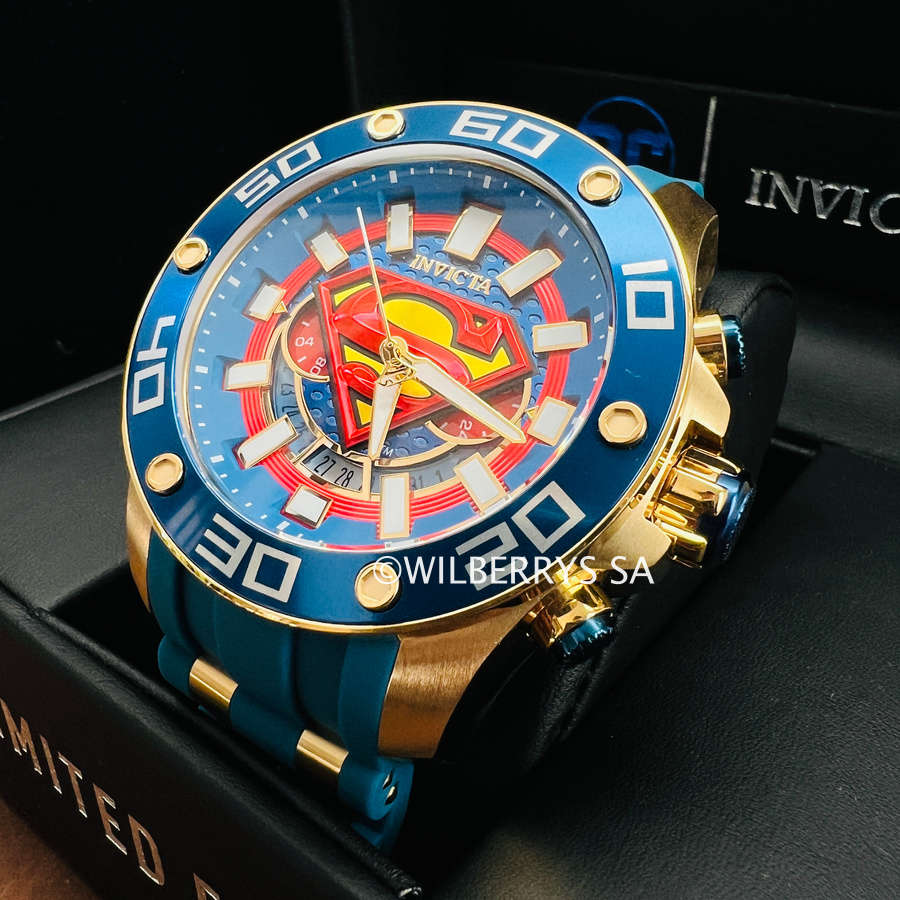 must SEE!! rrp: R9,999.00 INVICTA Mens DC Superman 18k plated Man of Steel 1/4000 18k Chrono Watch