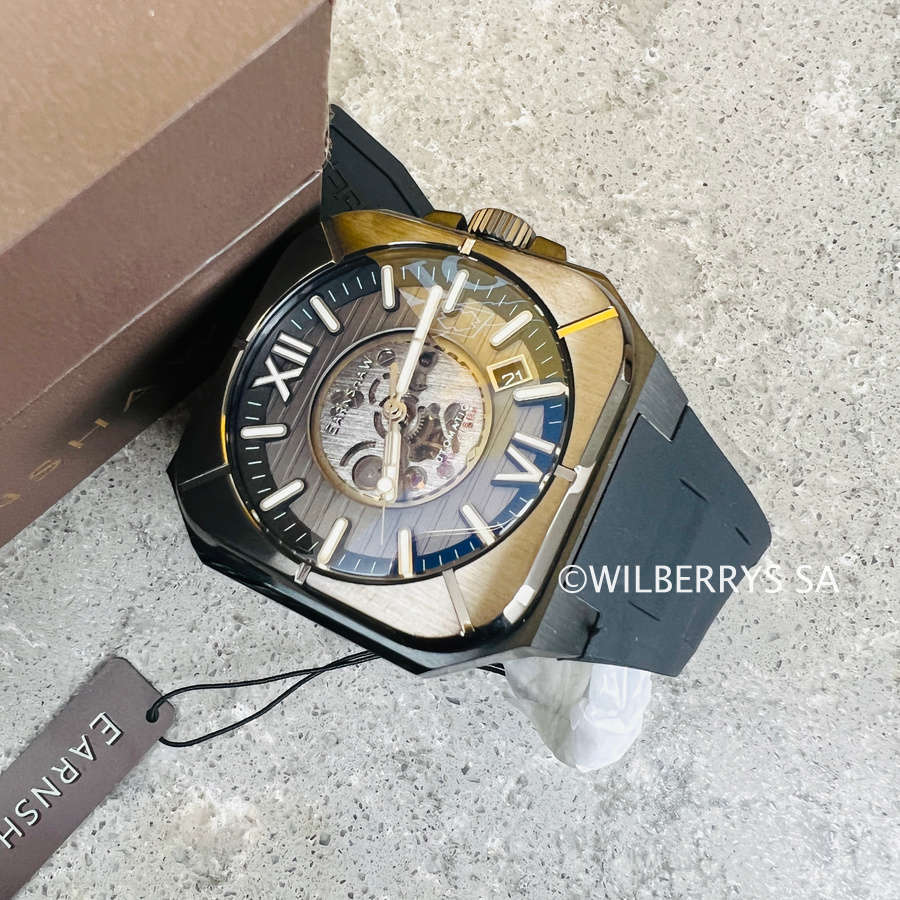 LOOK!! rip: R14,200.00 THOMAS EARNSHAW ARMOURY GRANDE OPEN HEART AUTOMATIC Storm Black Watch