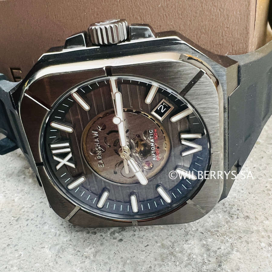 LOOK!! rip: R14,200.00 THOMAS EARNSHAW ARMOURY GRANDE OPEN HEART AUTOMATIC Storm Black Watch