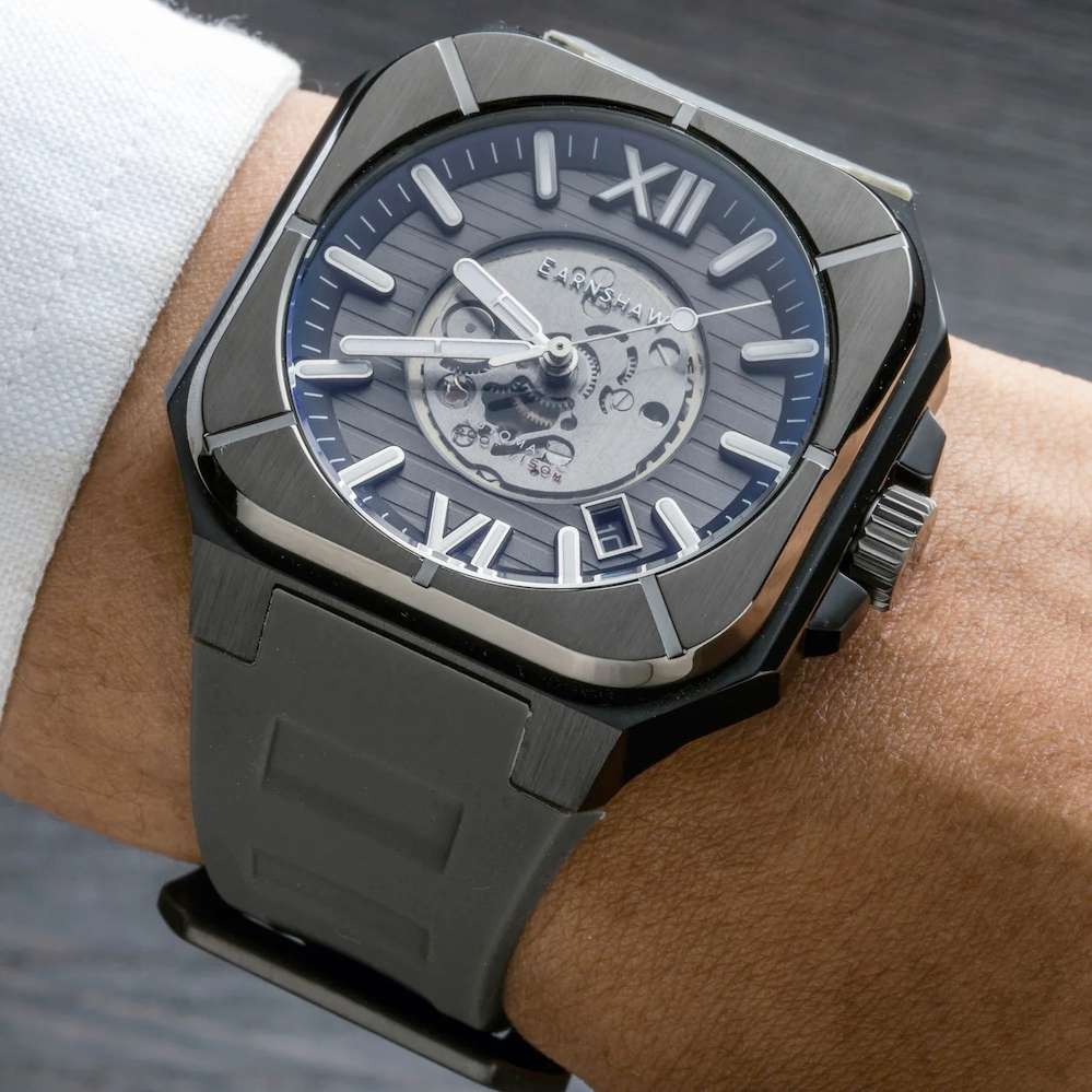 LOOK!! rip: R14,200.00 THOMAS EARNSHAW ARMOURY GRANDE OPEN HEART AUTOMATIC Storm Black Watch