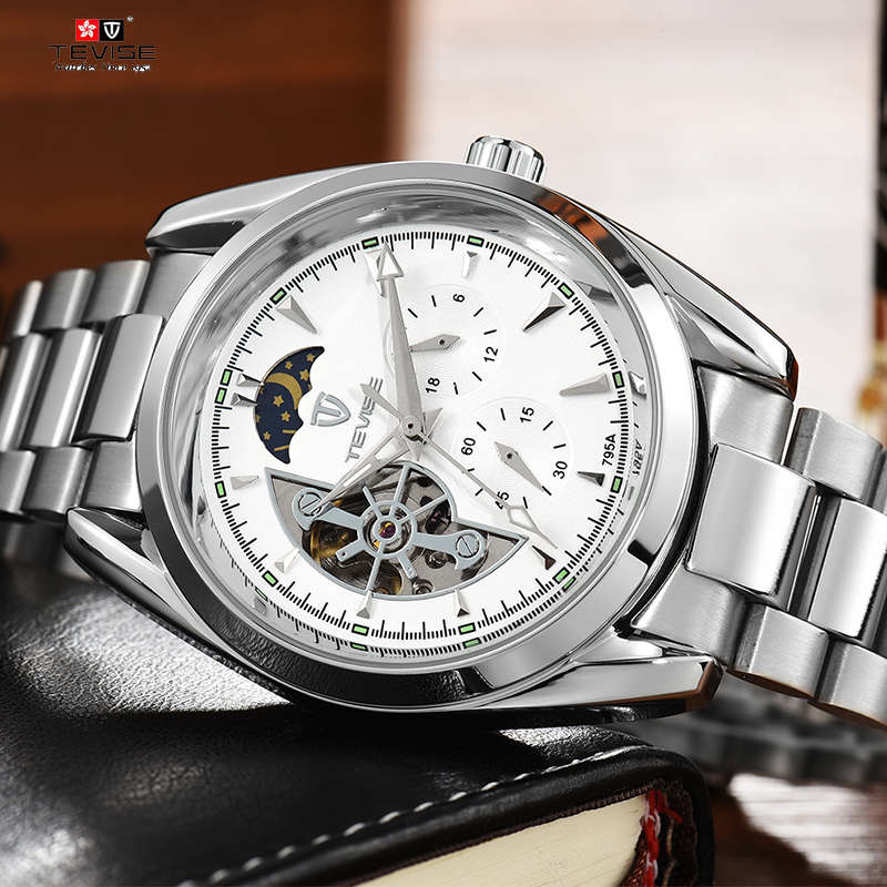 Retail: R2,399.00 TEVISE® Men`s Classic AUTOMATIC Partial Skeleton Silver/White Watch
