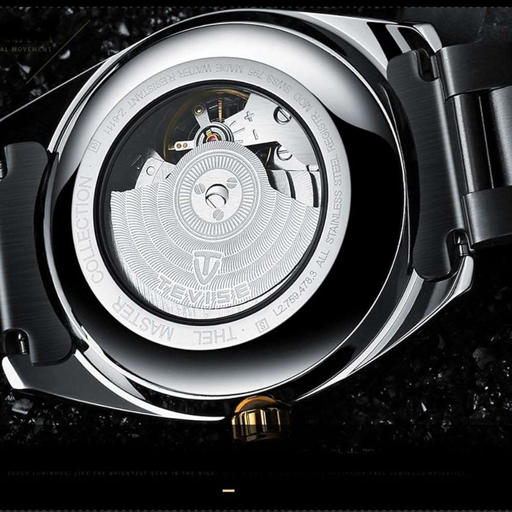 Retail: R2,399.00 TEVISE® Men`s Classic Automatic Partial Skeleton Silver/Black Watch
