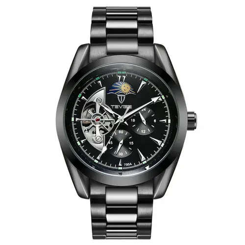 Retail: R2,399.00 TEVISE® Men`s Classic AUTOMATIC Partial Skeleton Ionic Black Edition Watch
