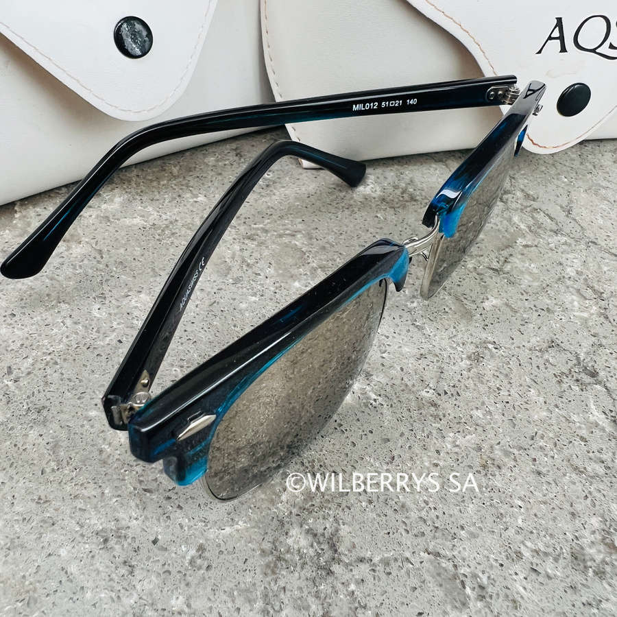 rrp R3999.00 AQUASWISS Mens Luxury Milo Blue Mirror Wayfarer Sunglasses **AUTHENTIC, NEW, HOT!!