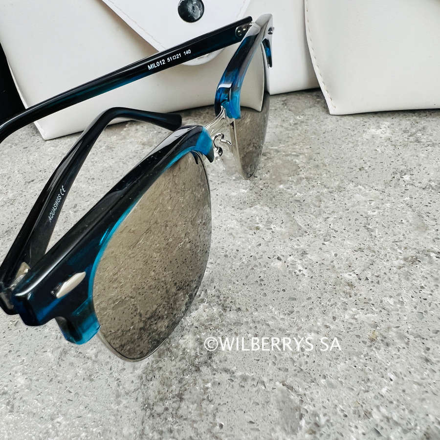 rrp R3999.00 AQUASWISS Mens Luxury Milo Blue Mirror Wayfarer Sunglasses **AUTHENTIC, NEW, HOT!!