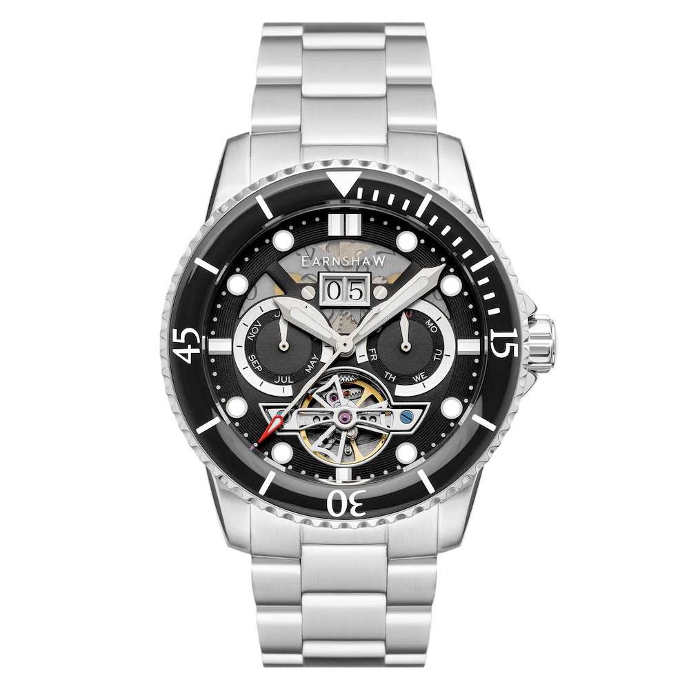 LOOK!! rip: R14,200.00 THOMAS EARNSHAW DUNCAN GRANDE DATE OPEN HEART AUTOMATIC Regal Black Watch