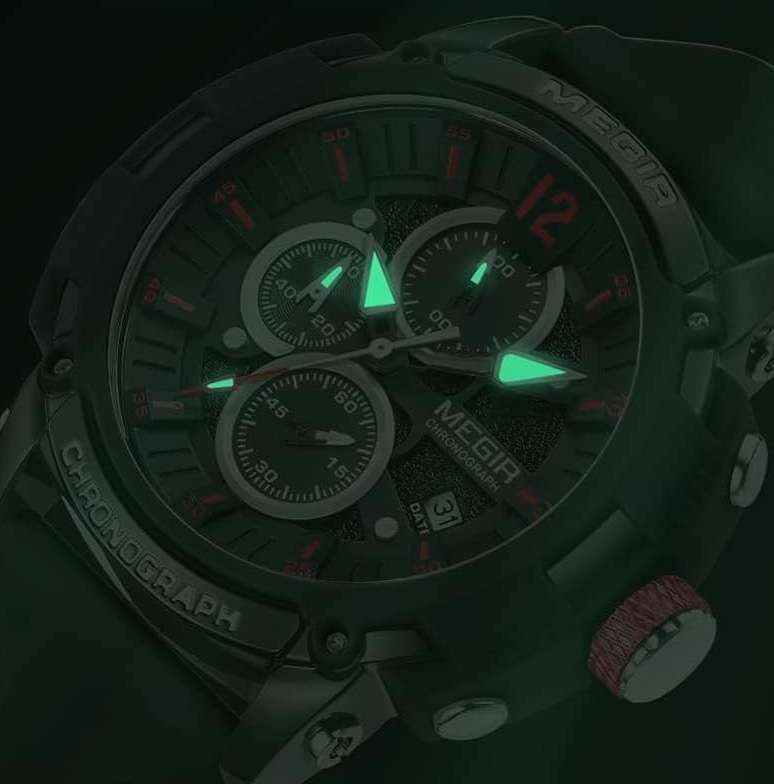 Megir Men`s Military Sport Chronograph Black Watch