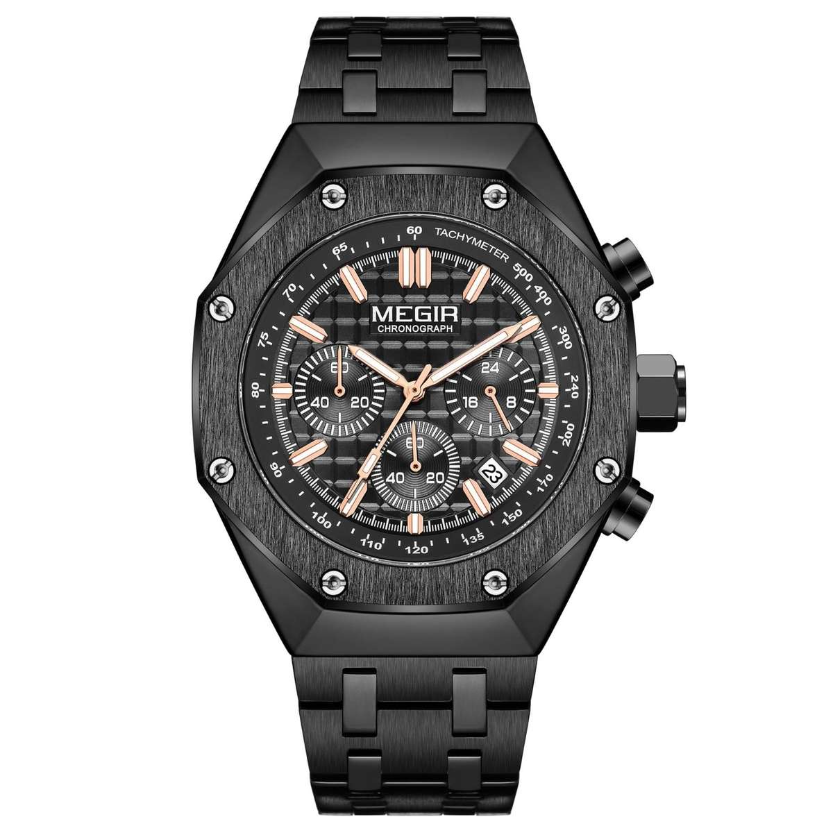 MEGIR Men`s Royale Chronograph Ionic / Black / Steel Watch