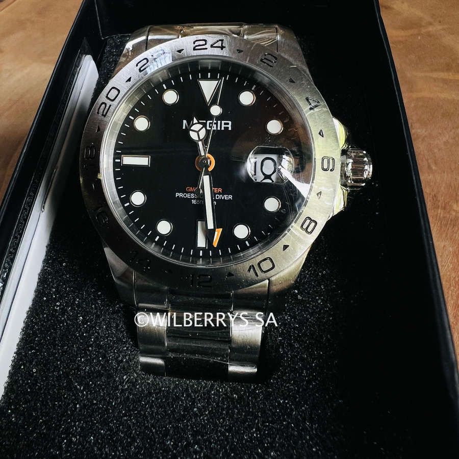 Retail: R2,499.00 MEGIR ELITE Mens GMT Date 43mm Stainless Steel Oyster Bracelet Watch NEW