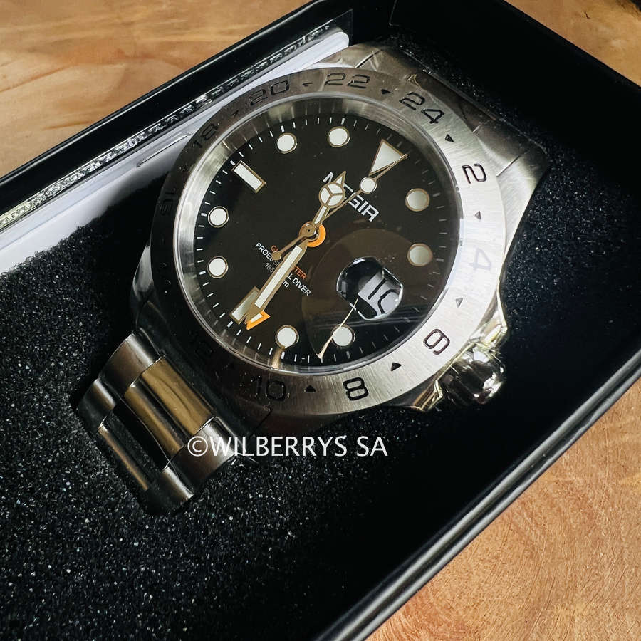 Retail: R2,499.00 MEGIR ELITE Mens GMT Date 43mm Stainless Steel Oyster Bracelet Watch NEW