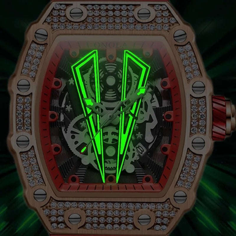 Onola Sir V Iced Bling Quartz Watch - Black/Orange