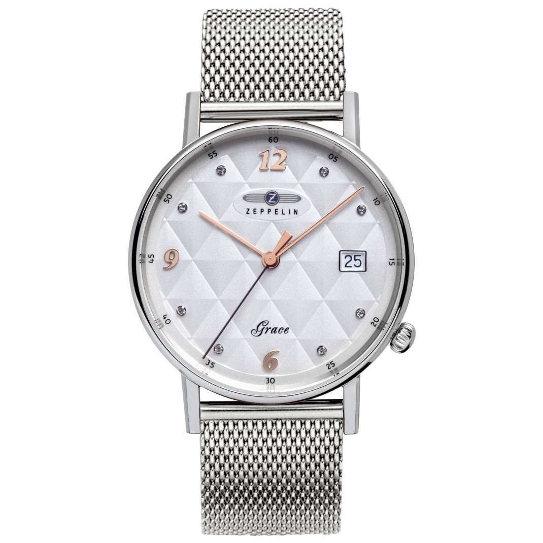 wow rrp R8,000.00 ZEPPELIN Germany Womens Grace SWAROVSKI Tufted Milanese Date Watch